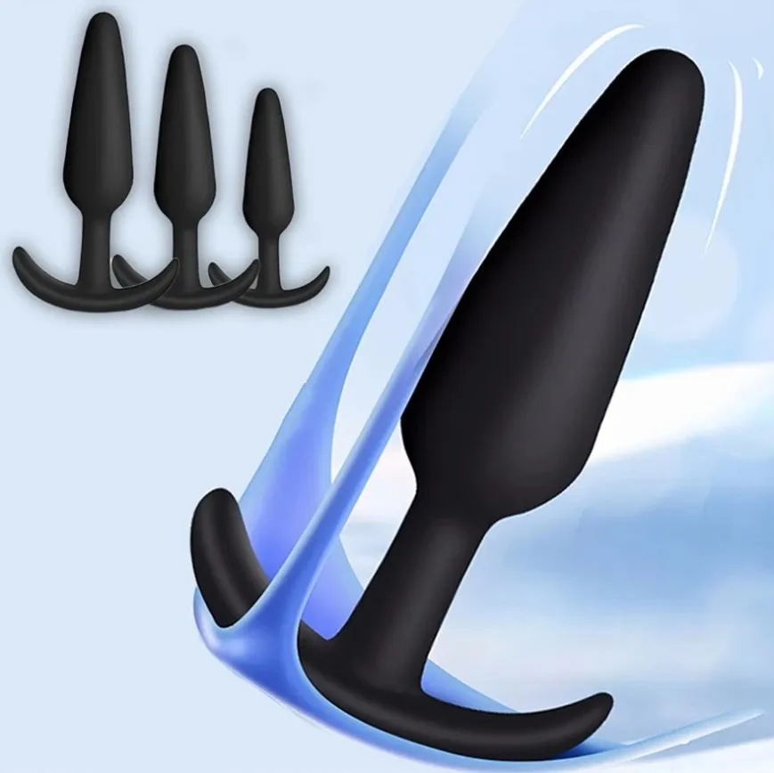 100% Soft Silicone 3 Sizes Anal Plug Butt Plug Stimulator Massager Adults Sex Toy for Men/Women Unisex Gay Prostate Anal Trainer