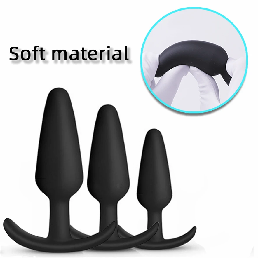 100% Soft Silicone 3 Sizes Anal Plug Butt Plug Stimulator Massager Adults Sex Toy for Men/Women Unisex Gay Prostate Anal Trainer