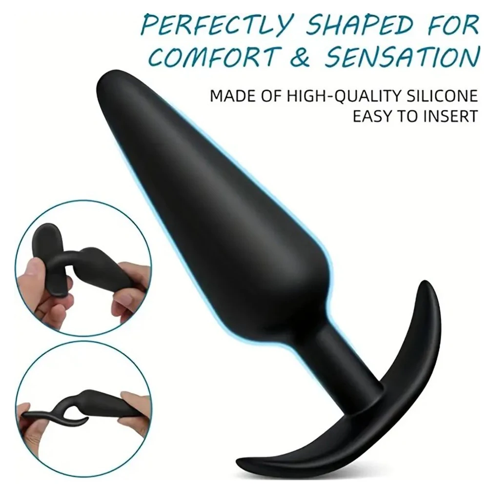 100% Soft Silicone 3 Sizes Anal Plug Butt Plug Stimulator Massager Adults Sex Toy for Men/Women Unisex Gay Prostate Anal Trainer