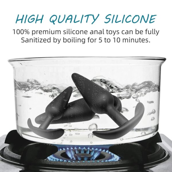 100% Soft Silicone 3 Sizes Anal Plug Butt Plug Stimulator Massager Adults Sex Toy for Men/Women Unisex Gay Prostate Anal Trainer