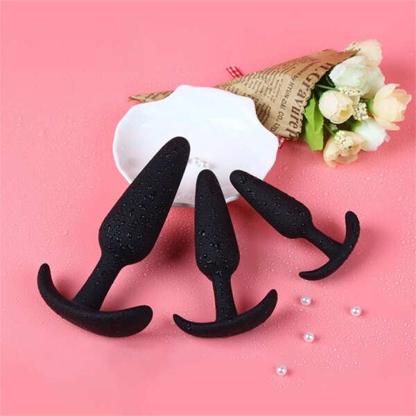 100% Soft Silicone 3 Sizes Anal Plug Butt Plug Stimulator Massager Adults Sex Toy for Men/Women Unisex Gay Prostate Anal Trainer