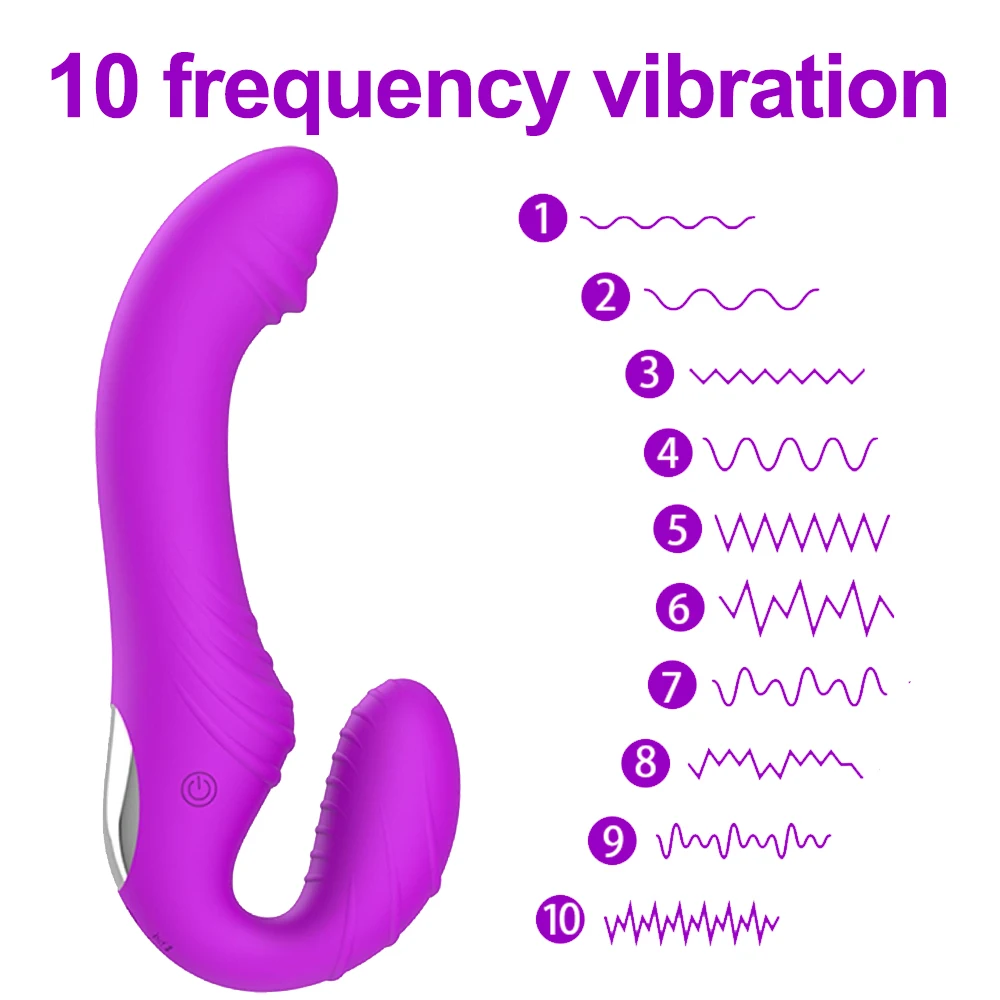 10 Speeds Strapless Strapon Anal Prostate Massager Dildo Vibrator Female Double Vibrating G Spot Adult Sex Toys for Women Couple