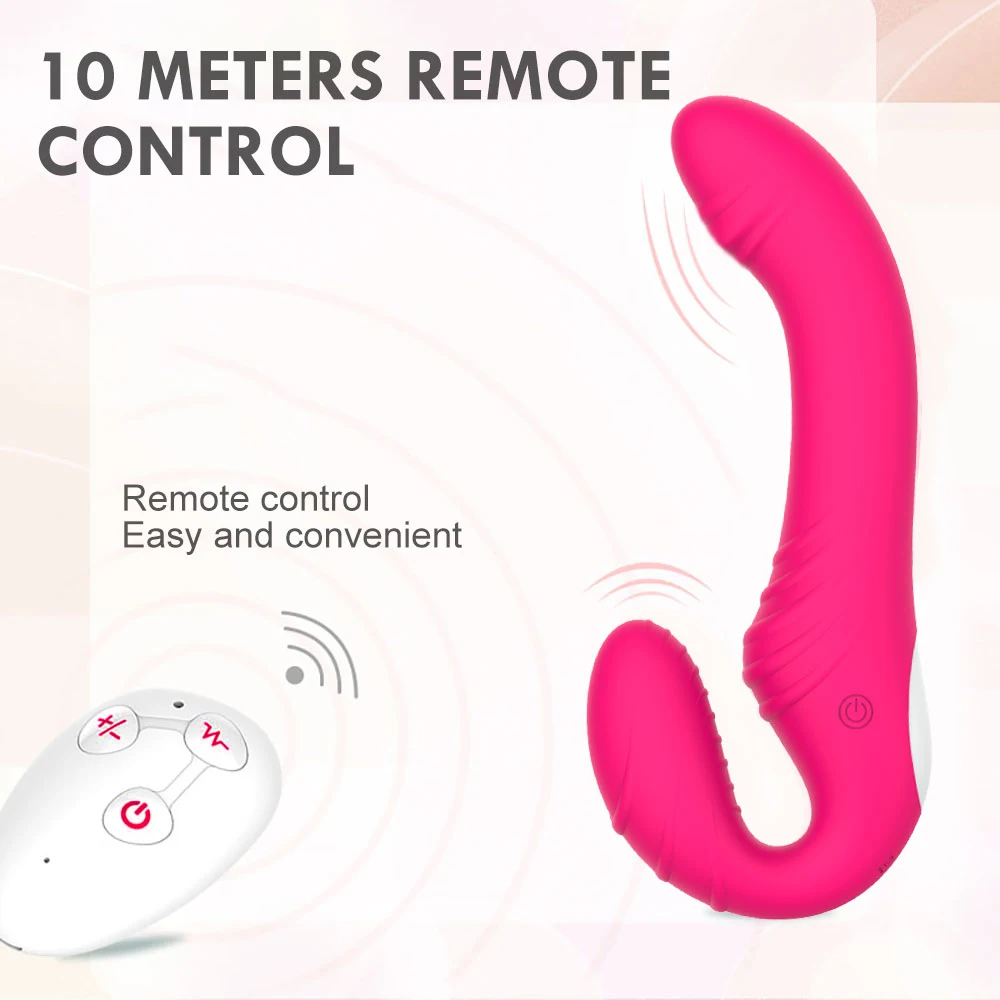 10 Speeds Strapless Strapon Anal Prostate Massager Dildo Vibrator Female Double Vibrating G Spot Adult Sex Toys for Women Couple