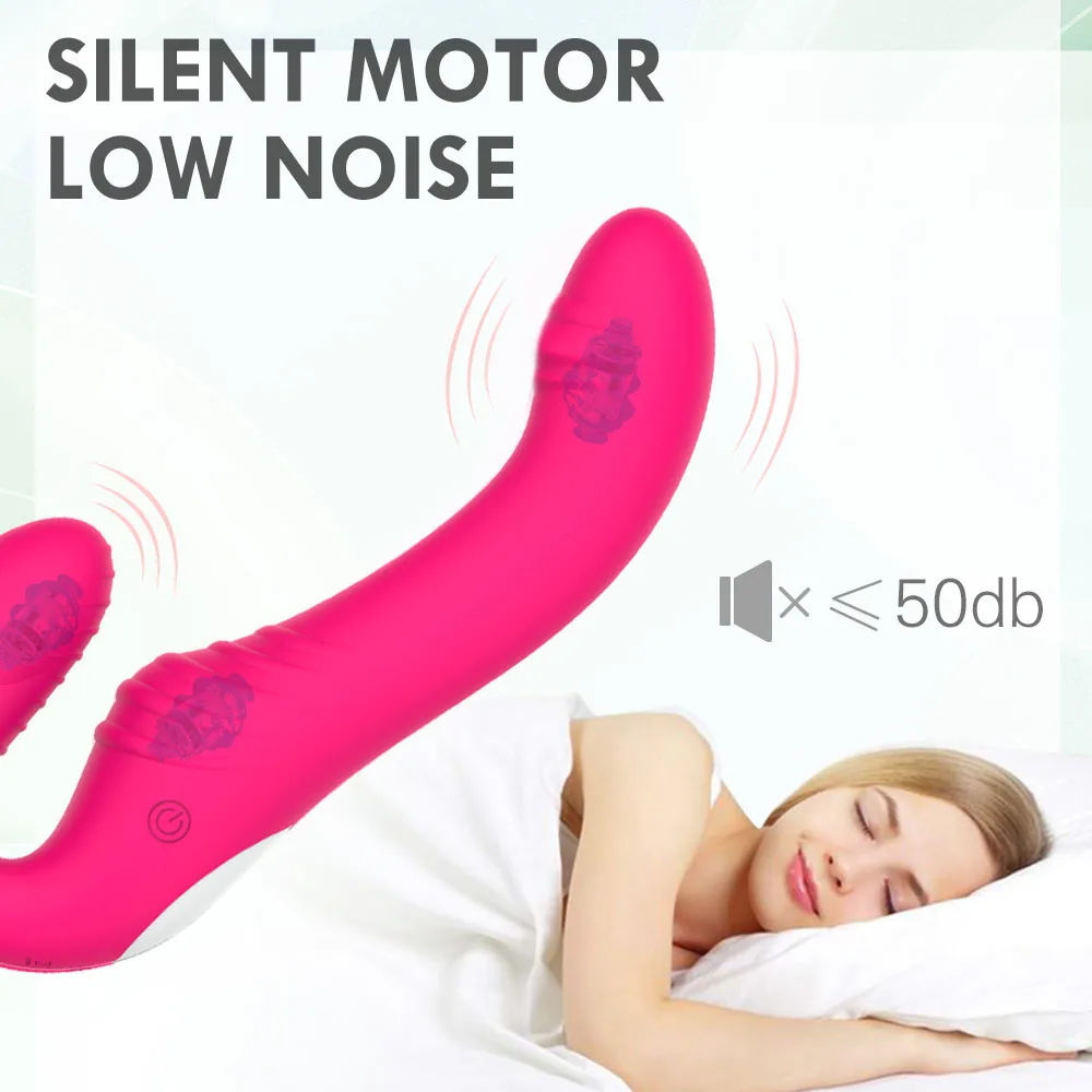 10 Speeds Strapless Strapon Anal Prostate Massager Dildo Vibrator Female Double Vibrating G Spot Adult Sex Toys for Women Couple