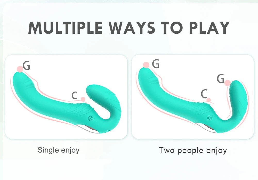 10 Speeds Strapless Strapon Anal Prostate Massager Dildo Vibrator Female Double Vibrating G Spot Adult Sex Toys for Women Couple