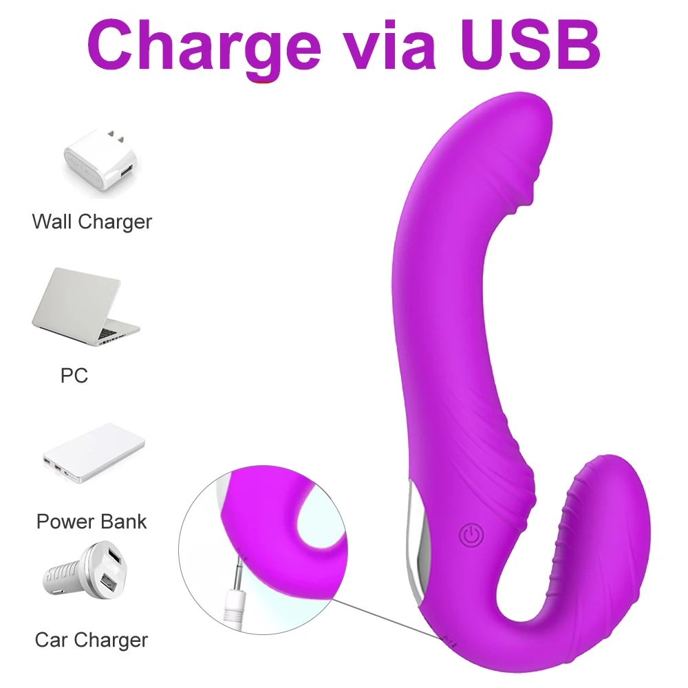 10 Speeds Strapless Strapon Anal Prostate Massager Dildo Vibrator Female Double Vibrating G Spot Adult Sex Toys for Women Couple