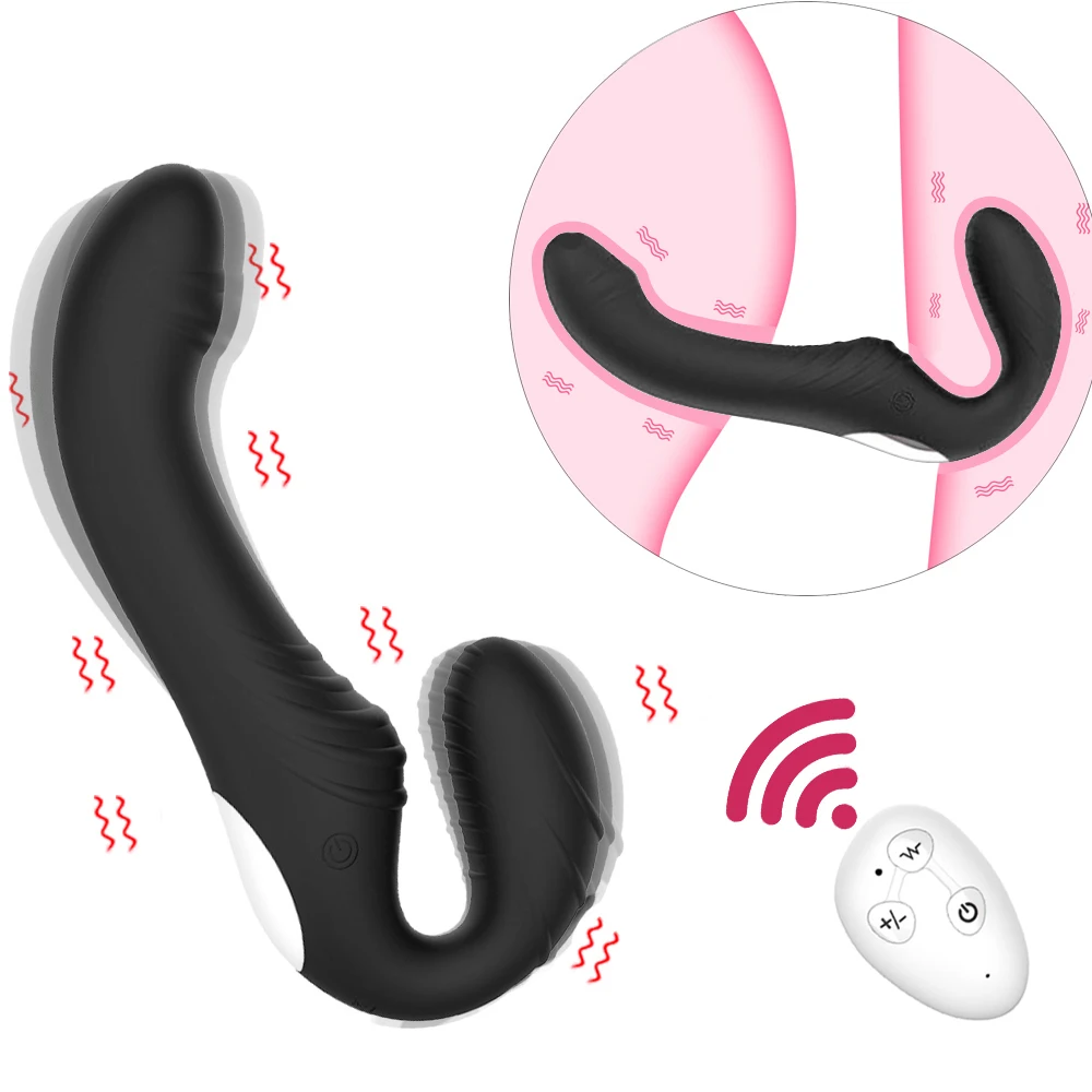 10 Speeds Strapless Strapon Anal Prostate Massager Dildo Vibrator Female Double Vibrating G Spot Adult Sex Toys for Women Couple