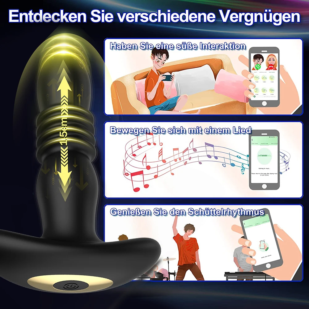 Vibrating Butt Plug Telescopic Prostate Massager Dual Cock Ring Sex Toys for Men Gay Anal Plug Bluetooth APP Vibrator for Adult Vibrating Butt Plug Telescopic Prostate Massager Dual Cock Ring Sex Toys for Men Gay Anal Plug Bluetooth APP Vibrator for Adult