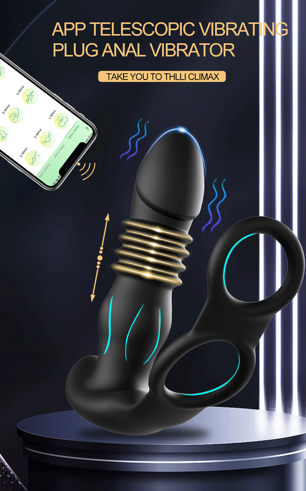 Telescopic Anal Vibrator Prostate Stimulator Massager Vibrators Delay Ejaculation Lock Ring Anal Butt Plug Sex Toy Dildo for Men Telescopic Anal Vibrator Prostate Stimulator Massager Vibrators Delay Ejaculation Lock Ring Anal Butt Plug Sex Toy Dildo for Men