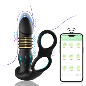 Telescopic Anal Vibrator Prostate Stimulator Massager Vibrators Delay Ejaculation Lock Ring Anal Butt Plug Sex Toy Dildo for Men