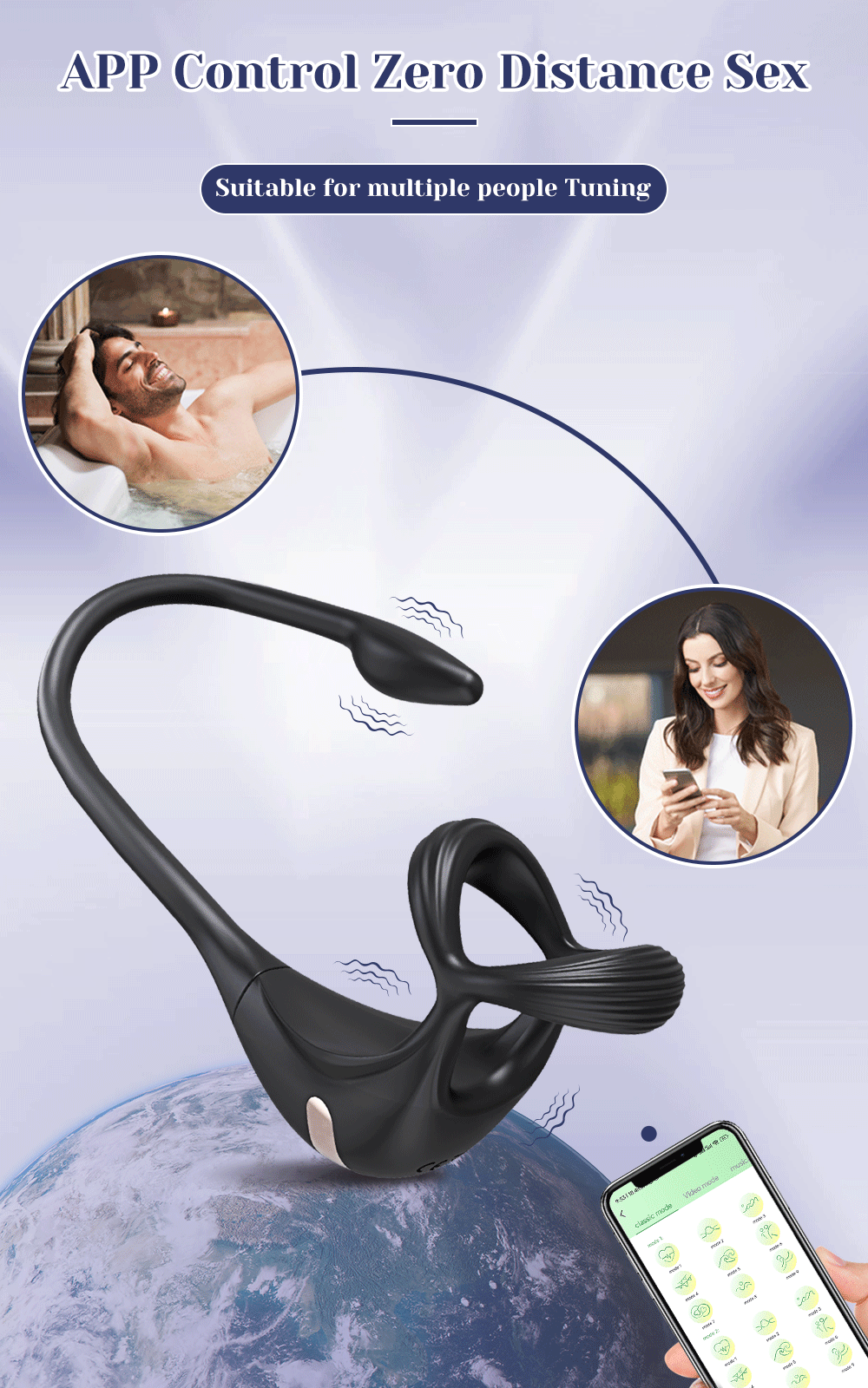 Vibrating Cock Ring Taint Stimulator with Mini Prostate Massager App Control Sex Toys for Men Couples Anal Butt Plug Penis Ring