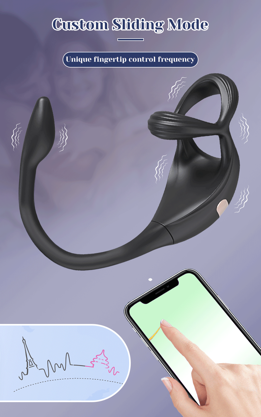 Vibrating Cock Ring Taint Stimulator with Mini Prostate Massager App Control Sex Toys for Men Couples Anal Butt Plug Penis Ring
