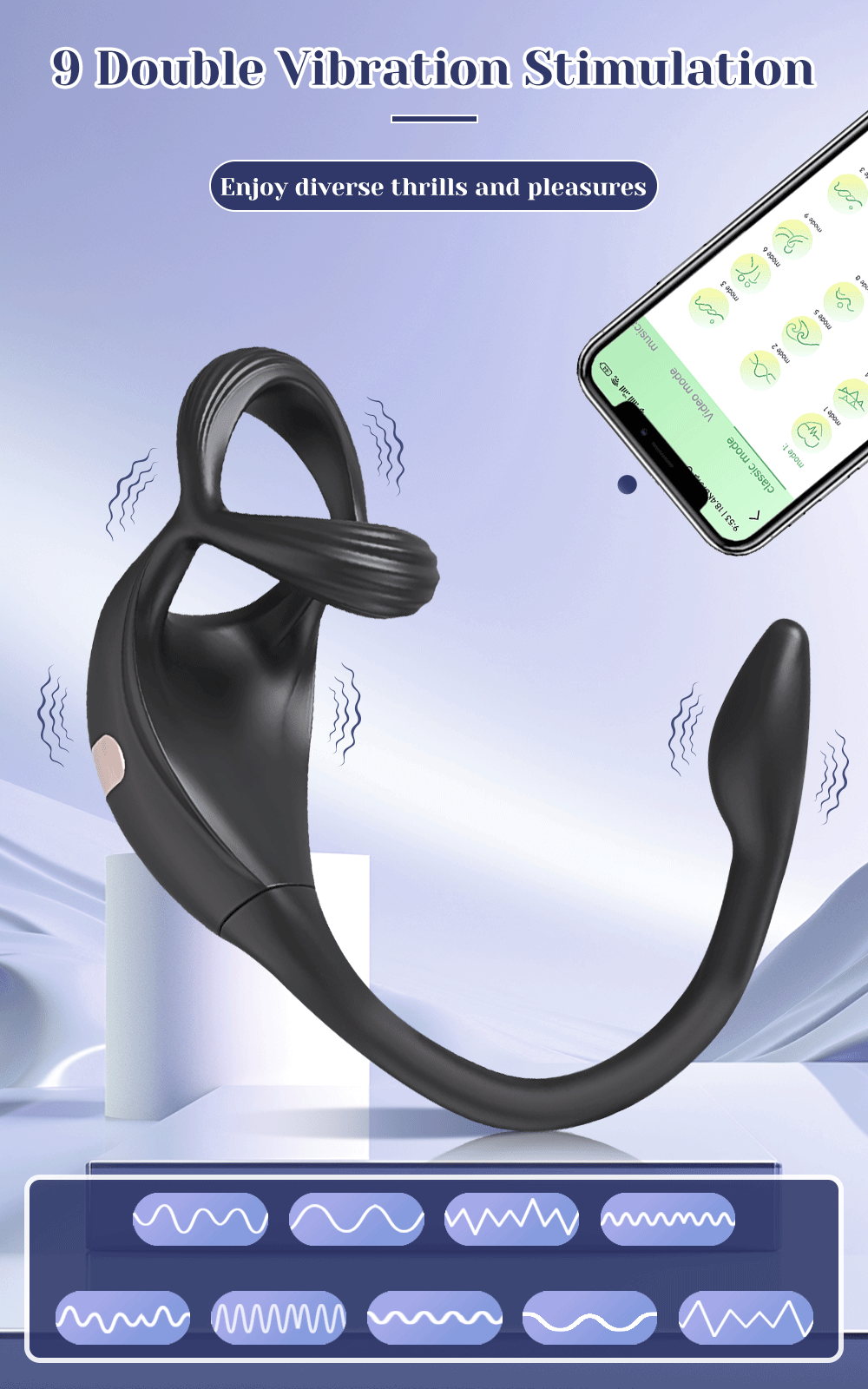 Vibrating Cock Ring Taint Stimulator with Mini Prostate Massager App Control Sex Toys for Men Couples Anal Butt Plug Penis Ring