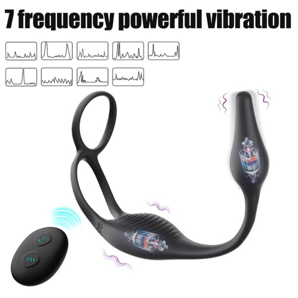 Male Anal Plug Butt Plug Remote Control Prostate Massager Anal Vibrator with Penis Ring Stimualtor Sex Toy for Men Sex Shop