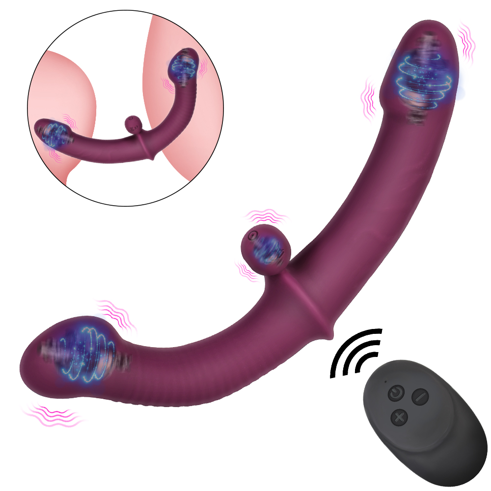 Double-head Vibrating Anal Prostate Massager 10 Speeds Strapless Strapon Dildo Vibrator G Spot Vibrators