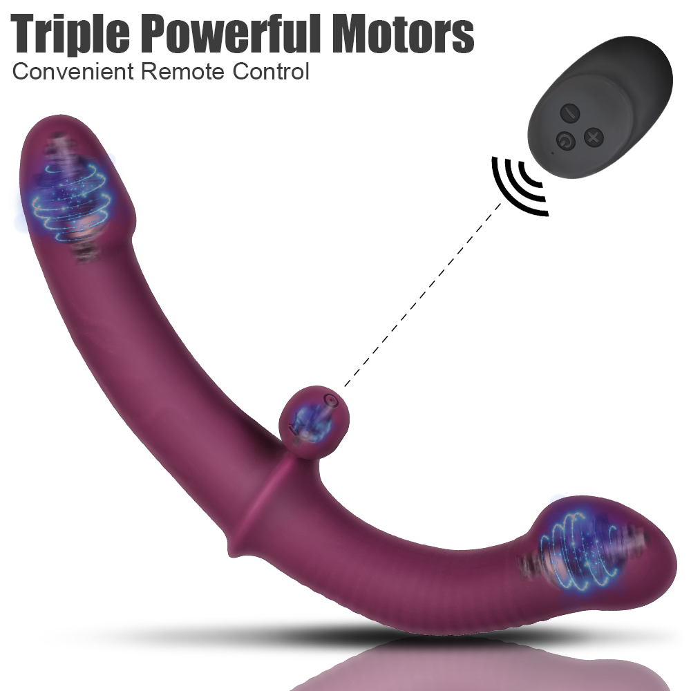 Double-head Vibrating Anal Prostate Massager 10 Speeds Strapless Strapon Dildo Vibrator G Spot Vibrators