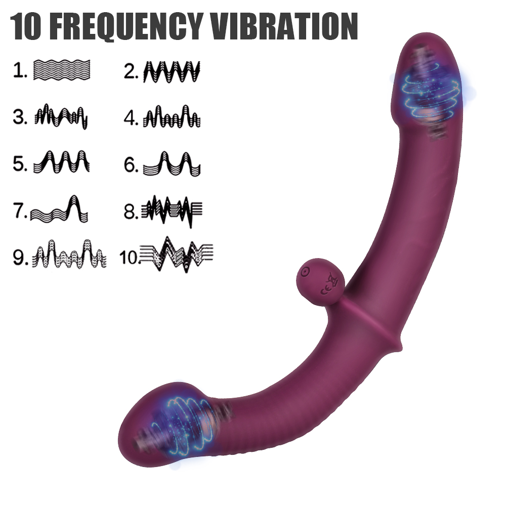 Double-head Vibrating Anal Prostate Massager 10 Speeds Strapless Strapon Dildo Vibrator G Spot Vibrators
