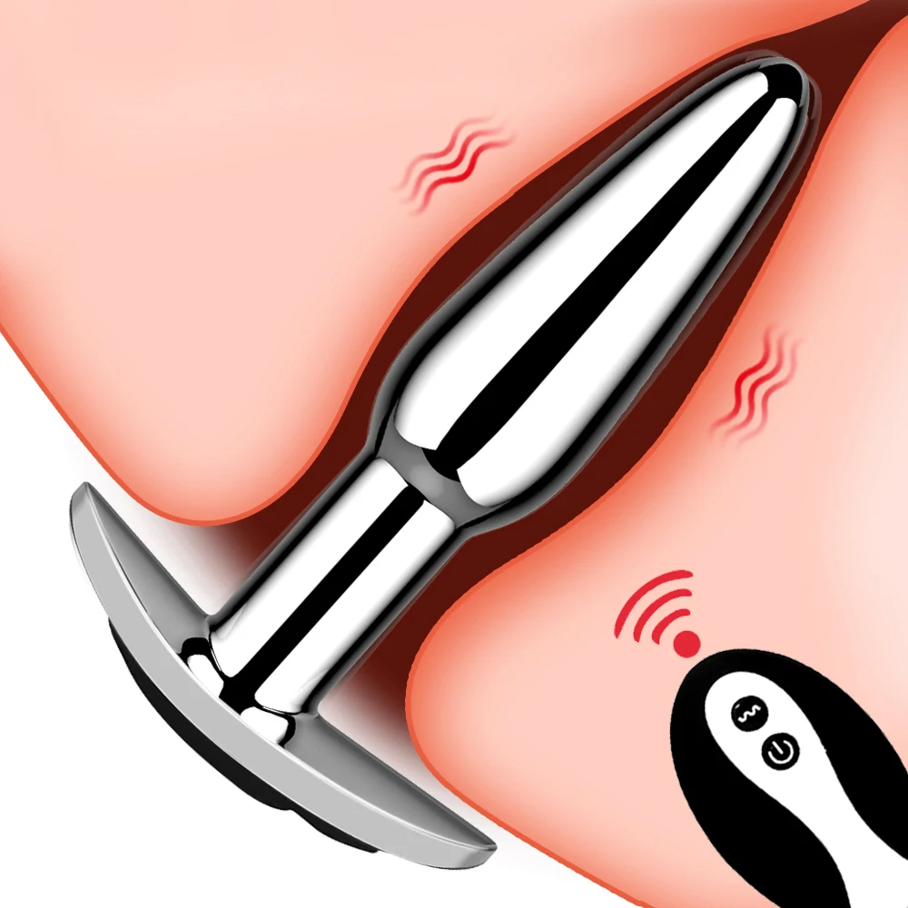 Metal Butt Plug Anal Plug Vibrator Wireless Remote Control Prostate Massager Adult 18 Gay Erotic Sex Toys for Men Women 10 Modes