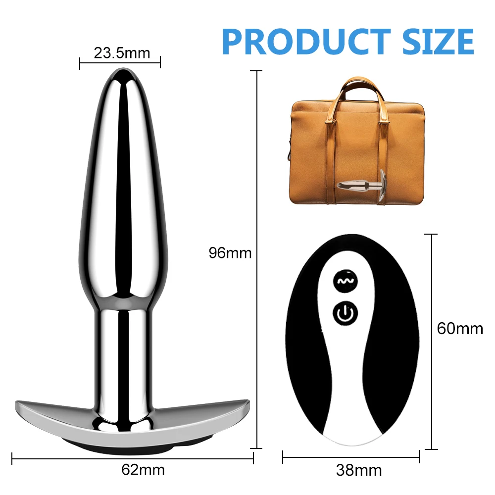 Metal Butt Plug Anal Plug Vibrator Wireless Remote Control Prostate Massager Adult 18 Gay Erotic Sex Toys for Men Women 10 Modes