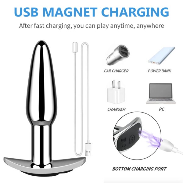 Metal Butt Plug Anal Plug Vibrator Wireless Remote Control Prostate Massager Adult 18 Gay Erotic Sex Toys for Men Women 10 Modes