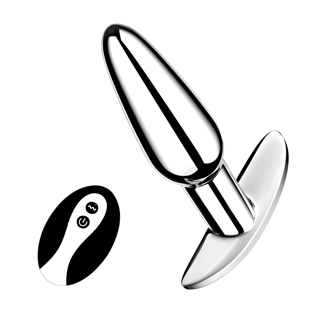 Metal Butt Plug Anal Plug Vibrator Wireless Remote Control Prostate Massager Adult 18 Gay Erotic Sex Toys for Men Women 10 Modes