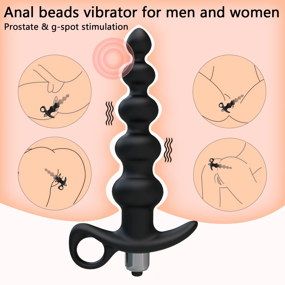 Anal Vibrator Anal Beads Prostate Massage Butt Plug Stimulator 16 Speed Dildo Vibrators Sex Toys For Men Women Silicone Anal Toy
