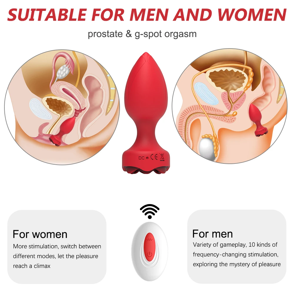 Rose Toy Anal Vibrators Dildo Butt Plug Vibrator Sex Toys For Men Women Gay Remote Control G-Spot Anal Vibrators Prostate Massag Rose Toy Anal Vibrators Dildo Butt Plug Vibrator Sex Toys For Men Women Gay Remote Control G-Spot Anal Vibrators Prostate Massag