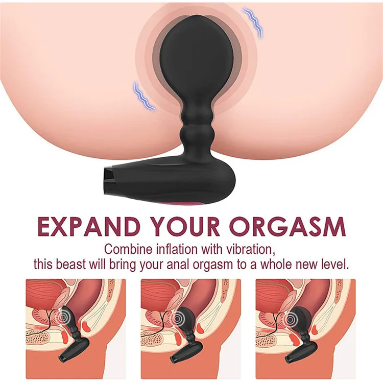 Wireless Remote Control Male Prostate Massager Inflatable Anal Plug Vibrating Butt Plug Anal Expansion Vibrator Sex Toys For Men