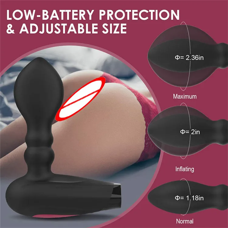 Wireless Remote Control Male Prostate Massager Inflatable Anal Plug Vibrating Butt Plug Anal Expansion Vibrator Sex Toys For Men