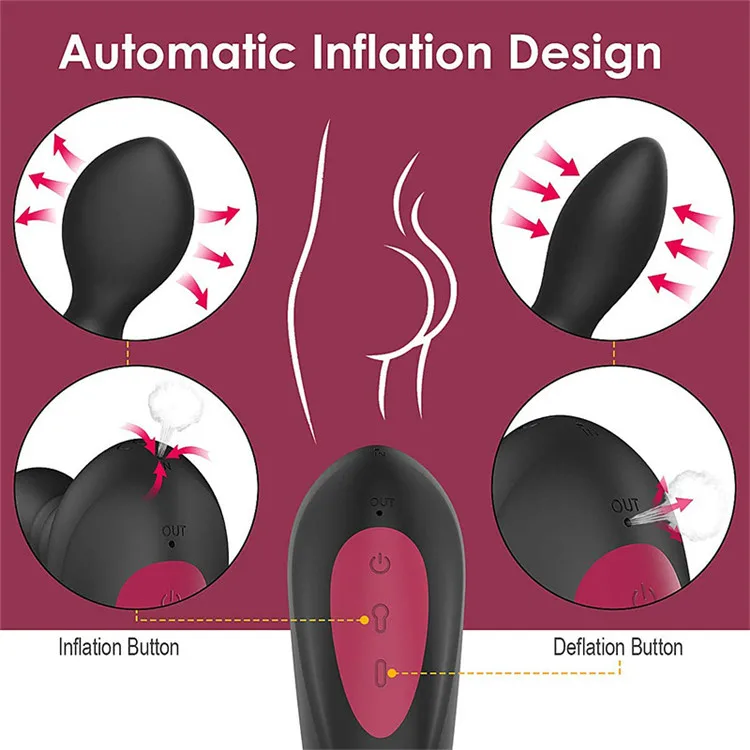 Wireless Remote Control Male Prostate Massager Inflatable Anal Plug Vibrating Butt Plug Anal Expansion Vibrator Sex Toys For Men
