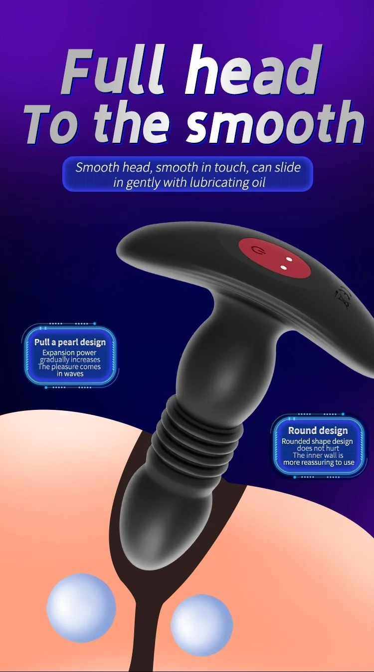 Telescopic Anal Plug Male Vibrating Butt Dildo Wireless Ass Sex Toys for Men Dildo Prostate Massager Men Buttplug Stimulator