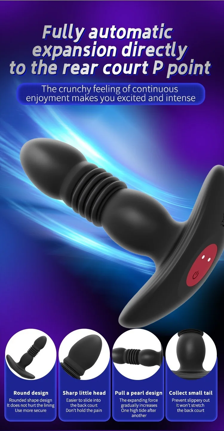 Telescopic Anal Plug Male Vibrating Butt Dildo Wireless Ass Sex Toys for Men Dildo Prostate Massager Men Buttplug Stimulator