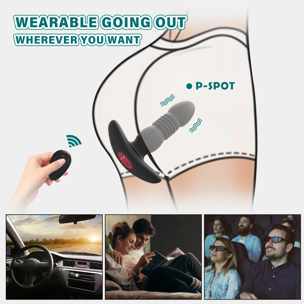 Telescopic Anal Plug Male Vibrating Butt Dildo Wireless Ass Sex Toys for Men Dildo Prostate Massager Men Buttplug Stimulator