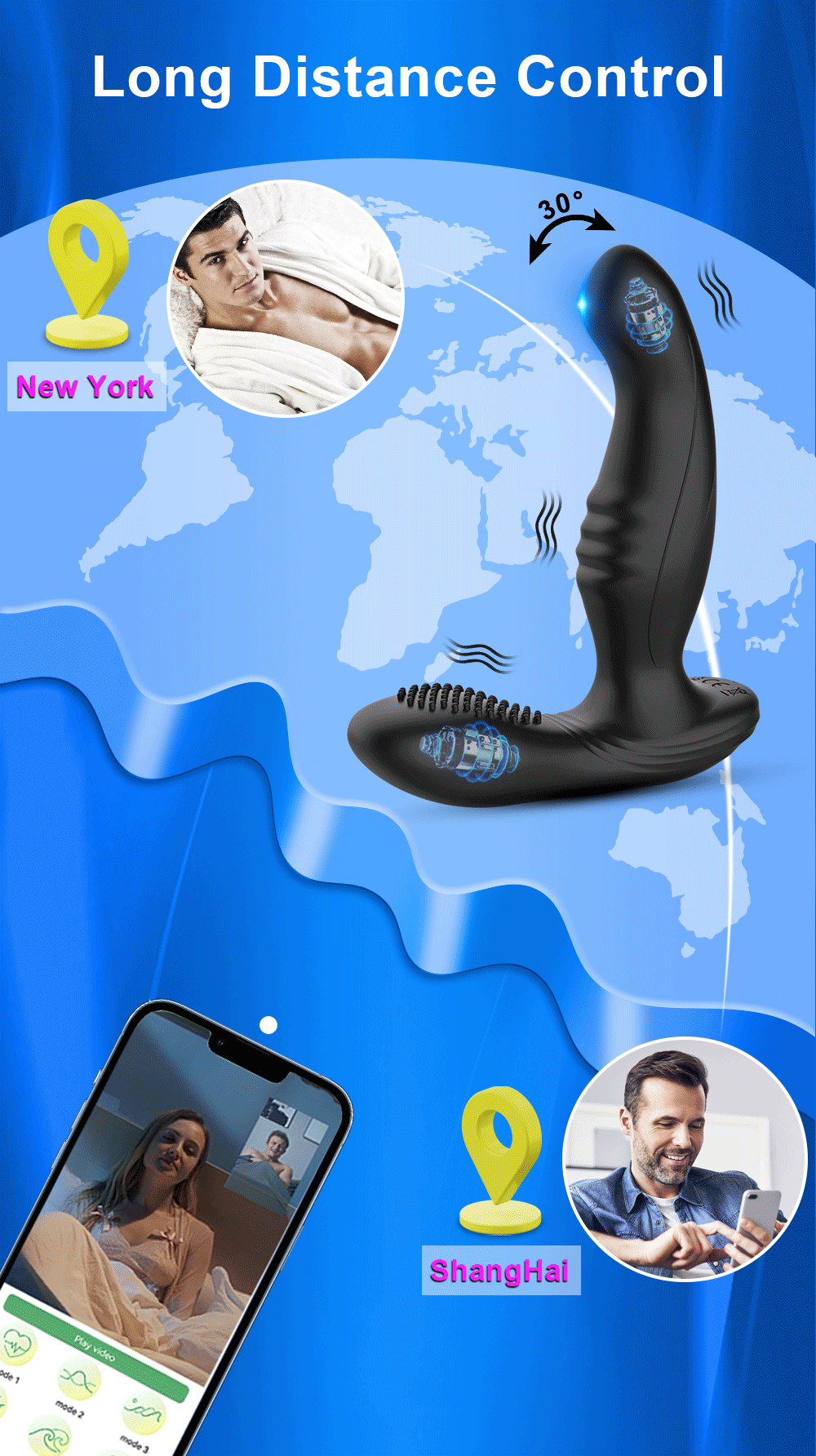 Male Wiggle Prostate Massager Anal Vibrator for Men APP Control Swing Butt Plug Perineum Stimulator Sex Toy for Couples