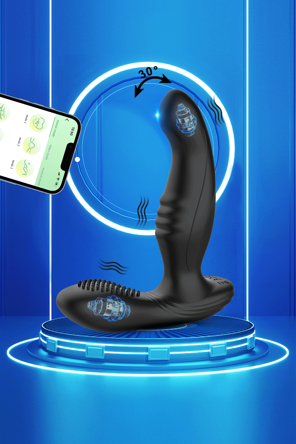 Male Wiggle Prostate Massager Anal Vibrator for Men APP Control Swing Butt Plug Perineum Stimulator Sex Toy for Couples