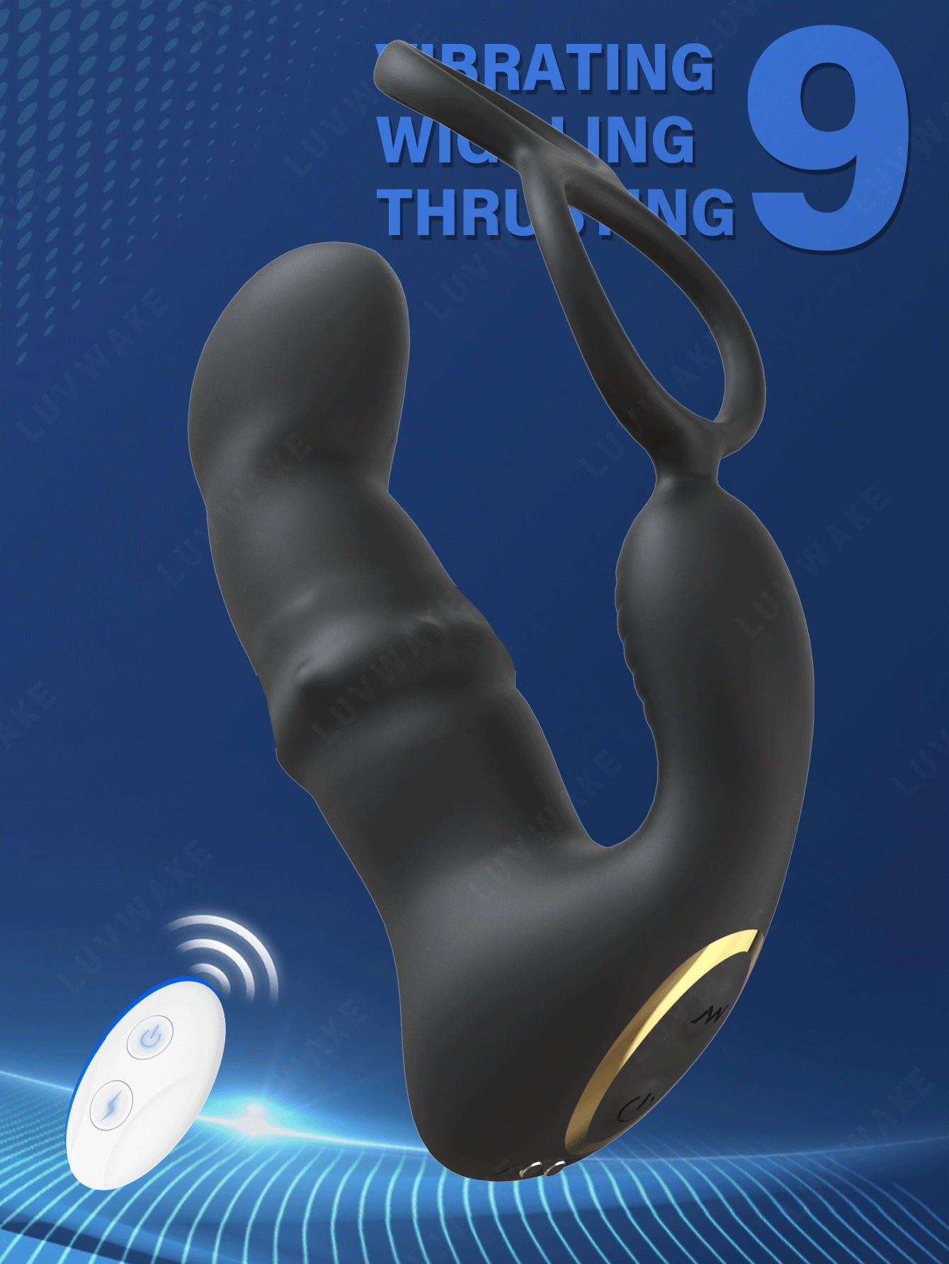 9 Wiggling Vibrating Prostate Massager Anal Vibrator with Penis Ring Beads Telescopic Anal Plug Butt Plug Male Sex Toys for Men
