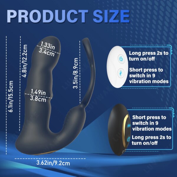 9 Wiggling Vibrating Prostate Massager Anal Vibrator with Penis Ring Beads Telescopic Anal Plug Butt Plug Male Sex Toys for Men