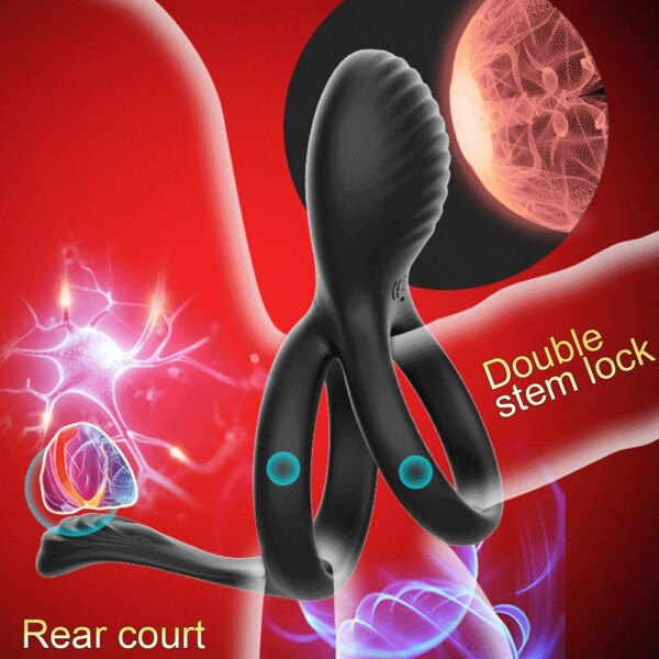 2 In 1 Vibrator Penis Cock Ring Anal Butt Plug Male Prostate Massager Wireless Remote Cockring Sleeve Sex Toys for Men Adults