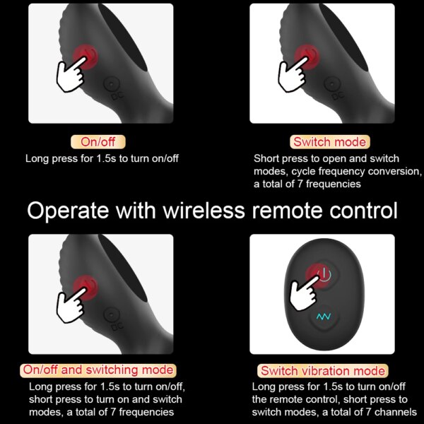 2 In 1 Vibrator Penis Cock Ring Anal Butt Plug Male Prostate Massager Wireless Remote Cockring Sleeve Sex Toys for Men Adults