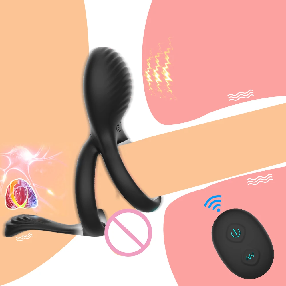 2 In 1 Vibrator Penis Cock Ring Anal Butt Plug Male Prostate Massager Wireless Remote Cockring Sleeve Sex Toys for Men Adults 2 In 1 Vibrator Penis Cock Ring Anal Butt Plug Male Prostate Massager Wireless Remote Cockring Sleeve Sex Toys for Men Adults