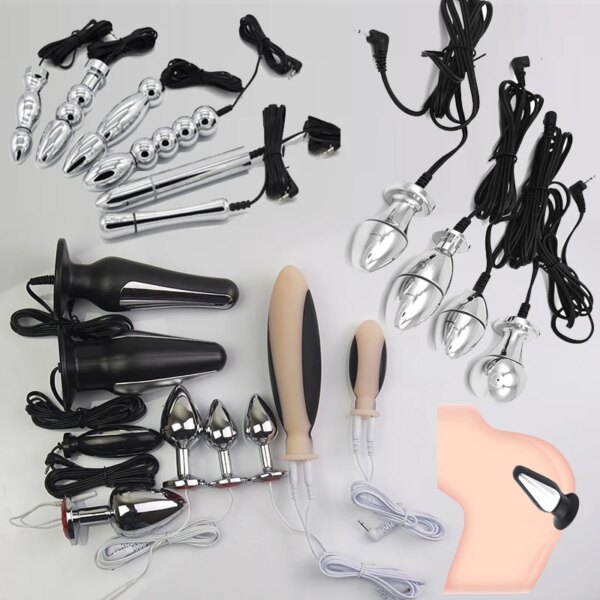 Electro Stimulation Butt Plug Dildo Vibrator,Electric Shock Vagina Anal Dilator Prostate Massage,BDSM Sex Toys For Couples