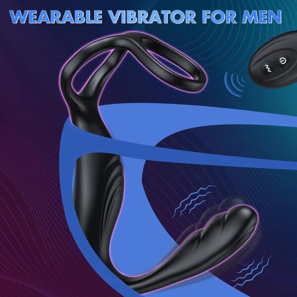 Remote Control Penis Ring Anal Plug Vibrators For Men Cock Ring Delay Exerciser Prostate Stimulator Massager Sex Toys for Men