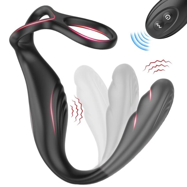 Remote Control Penis Ring Anal Plug Vibrators For Men Cock Ring Delay Exerciser Prostate Stimulator Massager Sex Toys for Men