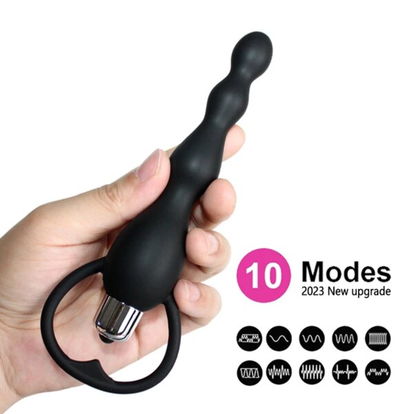 10 Modes Anal Vibrator Sex Toys For Women Anal Beads Vibrator Gay Toy Prostate Massage Smooth Butt Silicone Plug Adult Products