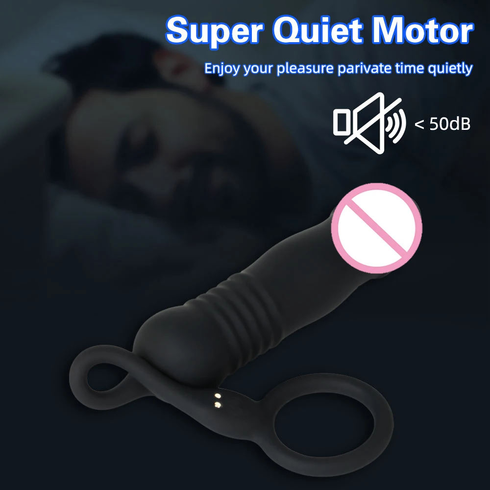 Male Prostate Massager Anal Plug With Penis Ring Telescopic Vibrator Wireless Control Anus Sperm-Locking Ring Sex Toy For Men