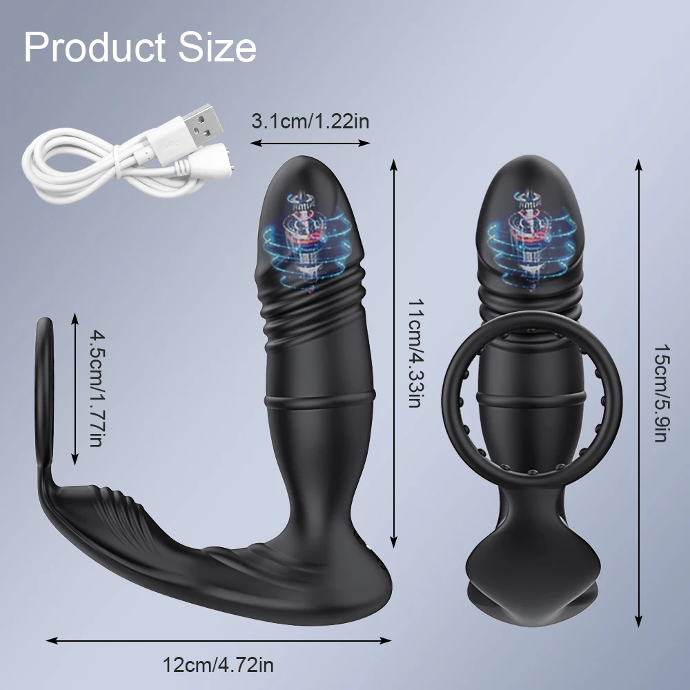 Male Thrusting Prostate Massager Bluetooth APP Vibrator for Men Gay Anal Plug Telescopic Vibrating Butt Plug Sex Toy for Couples