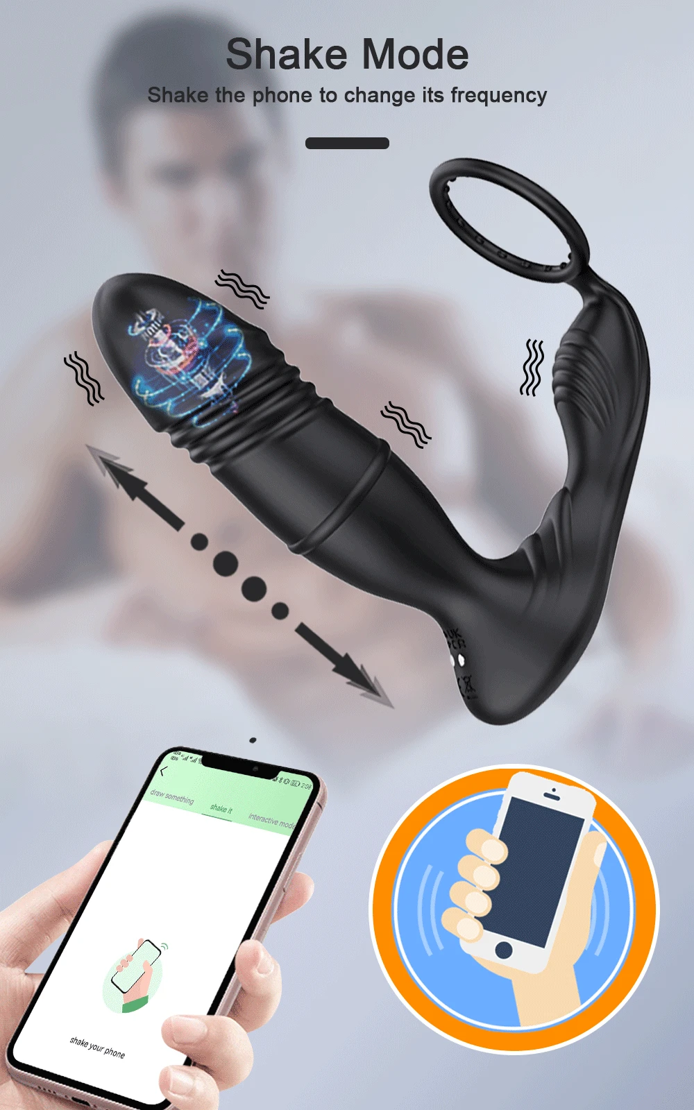 Male Thrusting Prostate Massager Bluetooth APP Vibrator for Men Gay Anal Plug Telescopic Vibrating Butt Plug Sex Toy for Couples