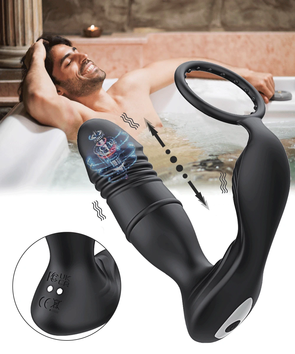 Male Thrusting Prostate Massager Bluetooth APP Vibrator for Men Gay Anal Plug Telescopic Vibrating Butt Plug Sex Toy for Couples