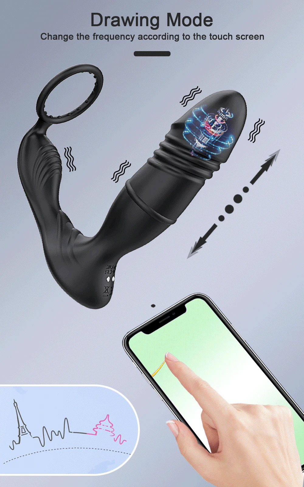 Male Thrusting Prostate Massager Bluetooth APP Vibrator for Men Gay Anal Plug Telescopic Vibrating Butt Plug Sex Toy for Couples