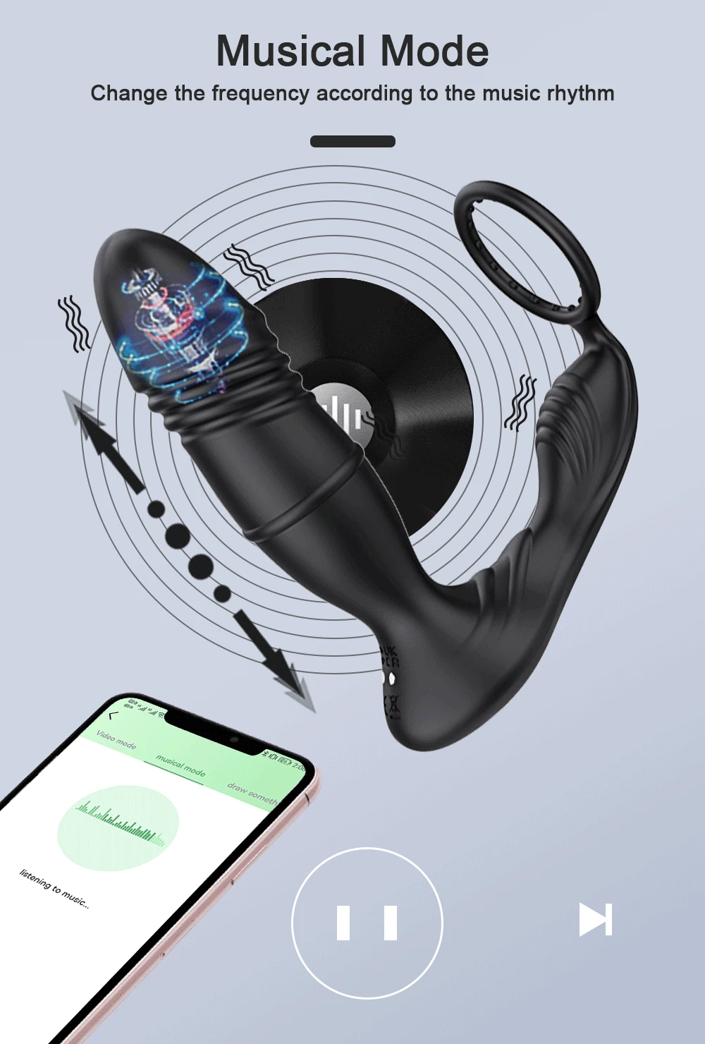 Male Thrusting Prostate Massager Bluetooth APP Vibrator for Men Gay Anal Plug Telescopic Vibrating Butt Plug Sex Toy for Couples